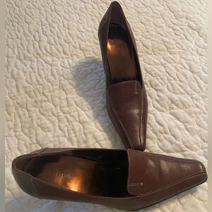 Maripe Brown Leather Heels